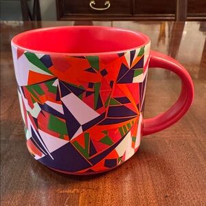 TEAVANA Red Geometric Prism Abstract Coffee Tea Mug Cup